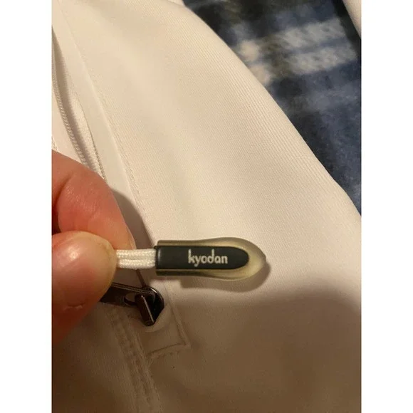 Kyodan Womens White Full Zip Athletic Jacket Thumbholes Mock Neck Yoga Gym Small - Picture 2 of 8